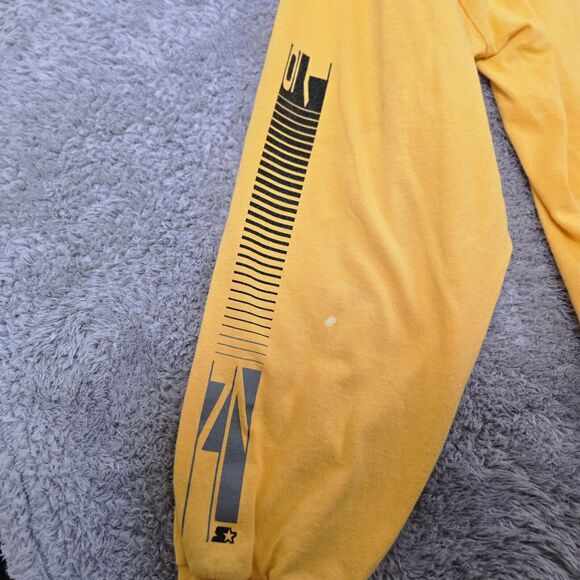 Vintage Starter Y2K Spellout Yellow Long Sleeve Shirt Mens Large Cyberpunk FLAW - Picture 9 of 13